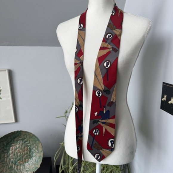 Vintage 1991 The Beatles Lovely Rita Meter Maid Silk Necktie Tie Red Gray USA - Picture 2 of 6